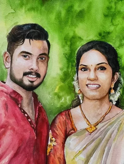 ordered watercolour portraits