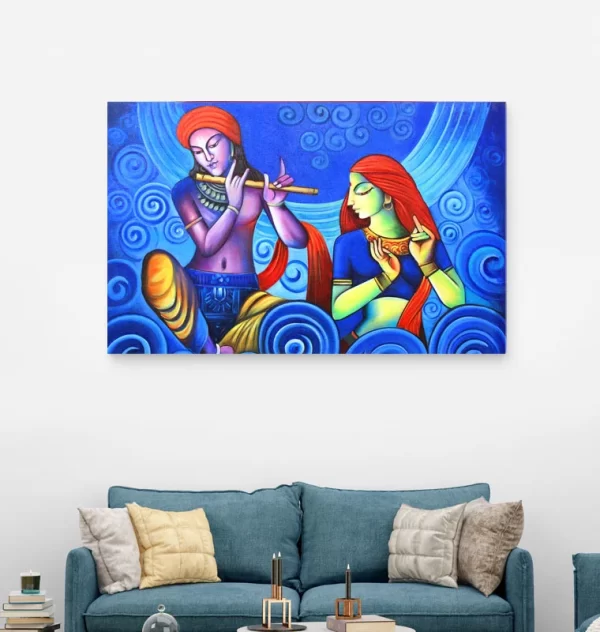 Radhakrishna with flute-Wall Art for Bed Room