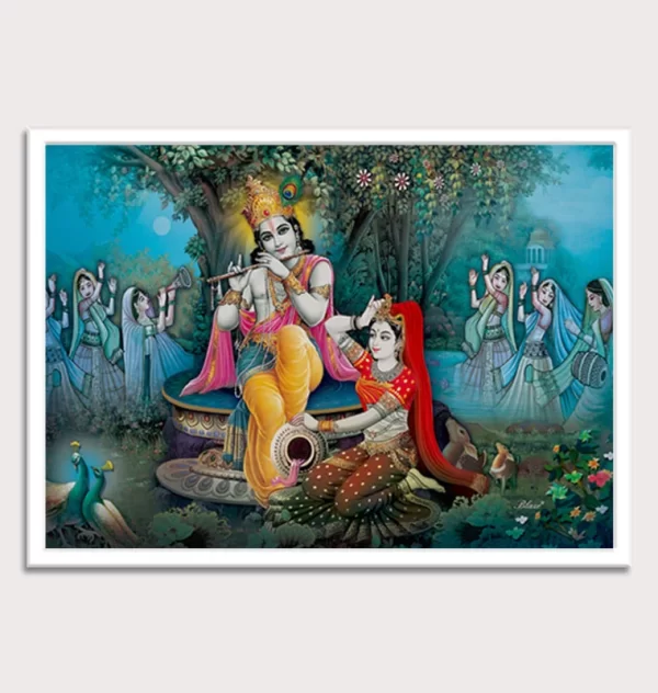 Radha Krishna at Garden-Wall Art for Bed Room