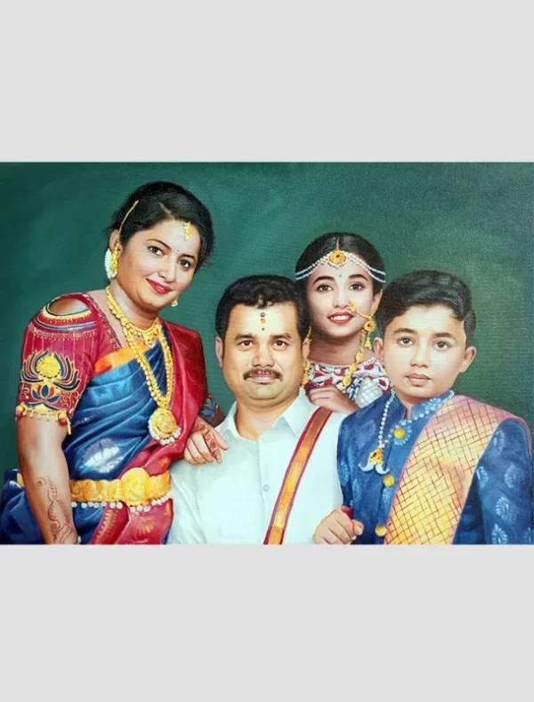 Family Oil Colour Handmade Portraits