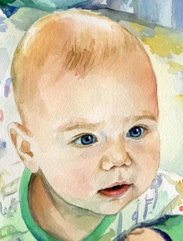 Baby Water Colour Handmade Portraits