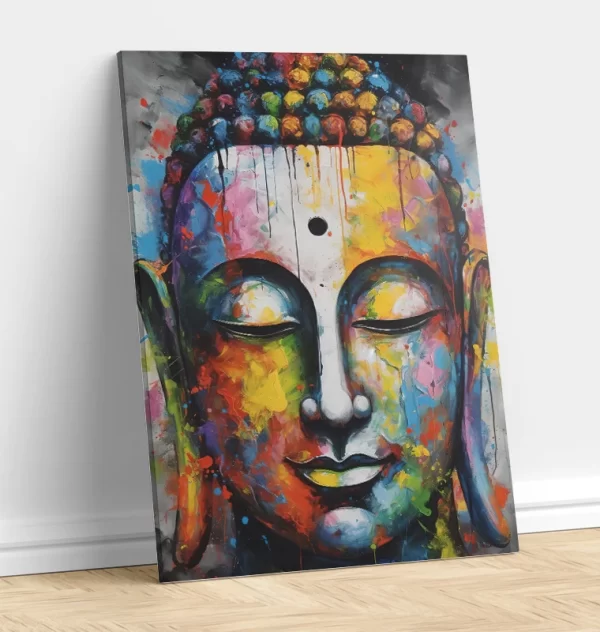 Buddha Face with Multicolored Painting
