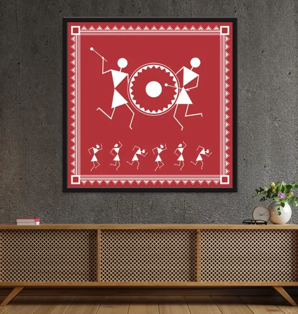 Indian tribal Art Warli Painting of people dancing Painting home decor