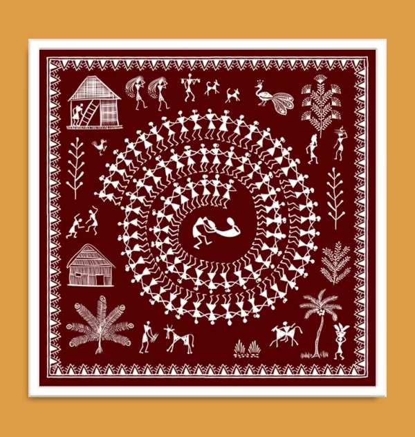 Warli Painting hand drawn traditional the ancient tribal art Indian Painting home decor