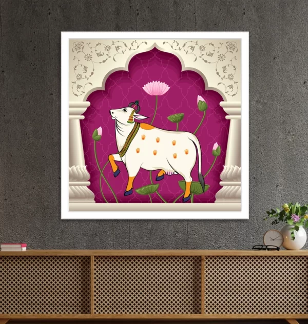 Indian Traditional Pichwai Cow Painting with Lotus