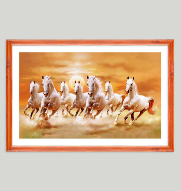 Seven Horses Painting with Sunrise